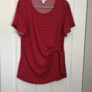 Liz Claiborne Red Blouse with White Accents